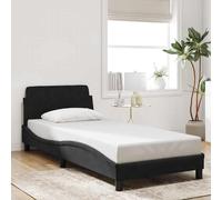 vidaXL Cadre de lit Dover – Rembourré avec sommier à lattes, velours, 90x200 cm, noir