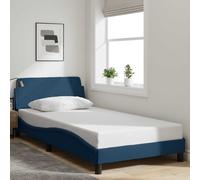 vidaXL Cadre de Lit avec Tête de Lit, Lit Rembourré avec Sommier à Lattes, Lit Double avec Pied Chambre à Coucher, Bleu 140 373191