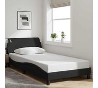 vidaXL Cadre de Lit Dover, Lit Rembourré avec Sommier à Lattes, Lit Simple avec Pied Chambre à Coucher, Noir 100x200 cm Tissu