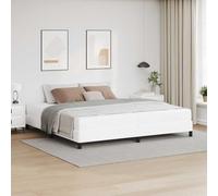 Cadre de Lit Empereur Blanc Pur avec Matelas, 200x200 cm, Tissu et Bois d'Ingénierie, Soutien Multi-Zones, Design Moderne pour Chambre Élégante