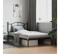 Cadre de lit en acier robuste avec lattes métalliques pour chambre élégant | Cadre de lit métal robuste 107x203cm avec tête de lit noire, sommier à lattes inclus, sans matelas, structure en acier