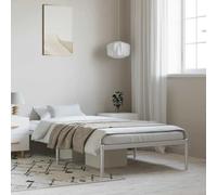 Cadre de lit en acier robuste design classique élégant 100x190 cm blanc | Cadre de lit métal blanc 100x190 cm sans matelas, sommier robuste avec renfort central, structure en acier pour chambre