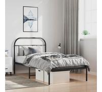 Cadre de lit en acier robuste pour chambre classique 100x200cm Noir | Cadre de lit métal 100x200cm avec tête de lit noire, sommier robuste sans matelas, structure en acier silencieuse et facile à