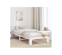 Cadre de lit en bois Blanc Bois Simple Durable 872633
