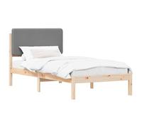 Cadre de lit en Bois de pin Massif avec tête de lit rembourrée Gris Clair 80 x 200 cm, lit Plateforme sans sommier, mobilier Chambre Moderne Pratique et Facile à Nettoyer
