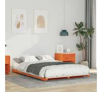 Cadre de Lit en Bois de Pin Massif, Design à Profil Bas, Style Japandi, Cadre de Support de Matelas Facile à Assembler pour Chambre Coucher, Usage Domestique (135 x 190 cm)