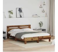 Cadre de lit en bois d'ingénierie - vidaXL - 160x200 cm - Bois Ancien - Tête de lit intégrée - Cadre à lattes