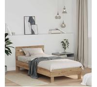 Cadre de lit en bois d'ingénierie - vidaXL - Chêne artisanal - 193x80x70 cm - Cadre à lattes - Tête de lit intégrée