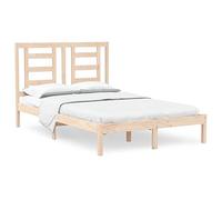 Cadre de lit en Bois Massif 120x190 cm avec tête de lit Confortable, Cadre Robuste pour Matelas Petit Double, Design Naturel en pin Non traité, mobilier Chambre Moderne Stable et Pratique
