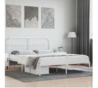 Vidaxl Cadre De Lit Métal Avec Tête De Lit Blanc 160x200 Cm Blanc