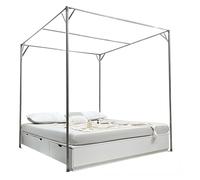 Cadre de lit en métal robuste avec poteaux - Design robuste à quatre affiches pour matelas de taille double/complète