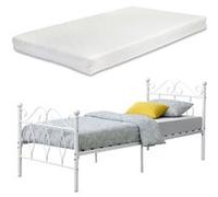 Cadre de Lit en Métal Robuste Construction Solide avec Lattes Métalliques Design Élégant avec Matelas à Mousse à Froid Capacité de Charge 200 kg Acier Laqué 90 x 200 cm Blanc Mat [en.casa] [neu.haus] 