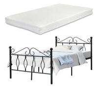 Cadre de Lit en Métal Robuste Construction Solide avec Lattes Métalliques Design Élégant avec Matelas à Mousse à Froid Capacité de Charge 300 kg Acier Laqué 120 x 200 cm Noir Mat [en.casa] [neu.haus] 