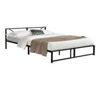 Cadre de Lit Double Meran en Métal 180 x 200 cm Noir [en.casa]