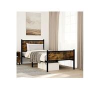 Cadre de lit en métal sans matelas chêne fumé 90x200 cm 4007843