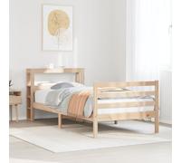Cadre de lit en pin massif 100 x 200 cm, lit simple avec étagères pour tête de lit, sommier à lattes robuste, meuble de chambre à coucher, solution pratique pour les petits espaces