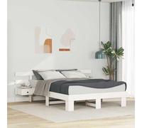 Cadre de lit en pin Massif Blanc 150 x 200 cm avec tête de lit Design Plateforme pour Chambre Moderne, mobilier Durable Facile à Assembler et Nettoyer