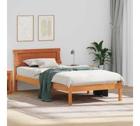 Cadre de lit en pin Massif Brun Cire 100 x 200 cm avec tête de lit, Cadre à Lattes Robuste, Design Moderne et Minimaliste pour Chambre Cosy Automne Hiver