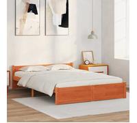 Cadre de lit en pin massif - UU - Brun cire - 205.5x95.5x51 cm - Lit double japonais - Poids maximal 200 kg