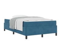 Cadre de lit en Tissu Bleu foncé 120 x 190 cm avec Matelas Confortable, Bois d'ingénierie Durable, Cadre à Lattes Fixes Stable, idéal Chambre Moderne, mobilier pour 2 Personnes