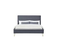 Cadre de lit en velours gris & pieds laiton 140x190 cm RIVERSIDE