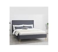 Riverside lit 160 x 200 cm en velours et laiton gris
