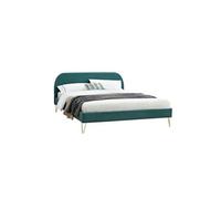 Cadre de lit en velours vert & pieds laiton 140x190 cm PHOENIX