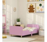 Cadre De Lit Enfant 90x190 Cm Avec Barrière De Sécurité En MDF Petit Modèle Rose Chambre Fille,sans Matelas