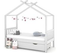 vidaXL Cadre de lit enfant 322149 – avec tiroir en pin massif blanc 80x160 cm