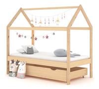 Cadre de Lit Enfant avec Tiroir Sommier Blanc Bois Pin Massif 80x160 cm vidaXL
