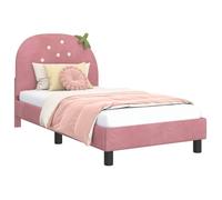 Cadre de lit enfant moderne - vidaXL - 80x160 cm - Rose - Velours - Bois d'ingénierie - Poches de rangement