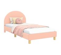 Cadre de lit enfant - vidaXL - Rose - 90x200 cm - Tissu en laine de mouton - Bois d'ingénierie - 208x94x85 cm