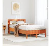 Vidaxl Cadre De Lit Sans Matelas Cire Marron 135x190cm Bois Pin Massif Marron