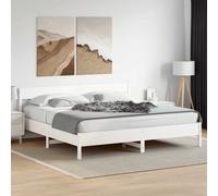 vidaXL Cadre de lit et tête de lit 842663 – Lit double 140x190 blanc, sommier à lattes, pin massif
