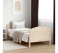 vidaXL – Lit double, bois de pin massif, 140x190 cm, tête et pied de lit, marron
