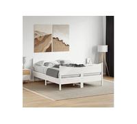 vidaXL Cadre et tête de lit 140x190 cm bois de pin massif sommier à lattes blanc