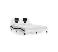 Vidaxl Cadre De Lit Et Tête De Lit Blanc Et Noir 160x200 Cm Similicuir Multicolore