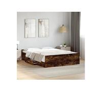 Cadre de lit et tiroirs chêne fumé 120x200 cm bois d'ingénierie, lit, lit de rangement, cadre de lit double, lit 3280304