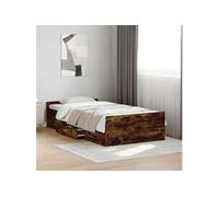 Cadre de lit et tiroirs chêne fumé 75x190 cm bois d'ingénierie, lit, lit de rangement, cadre de lit simple, lit 3280353