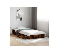 vidaXL Cadre de Lit Simple avec Tiroirs en Chêne Fumé 90x200 cm - Bois d'Ingénierie, Lit de Rangement, Meuble de Chambre