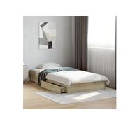 vidaXL Cadre de lit avec tiroirs - Chêne Sonoma 75x190 cm - Sans matelas - Multicolore