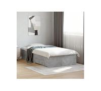 Cadre de Lit et Tiroirs, Sommier à Lattes, Lit Adulte, Lit Simple de Chambre à Coucher Intérieur, Gris Béton 75x190 3280443
