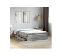 VidaXL Cadre de Lit Double avec Tiroirs - Sonoma Gris 120x200cm - Bois d'Ingénierie - Lit de Rangement