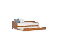 Cadre de lit extensible Marron miel Bois de pin 90x200 cm