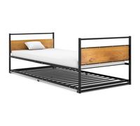 Cadre de lit extensible sans matelas Noir Métal 90x200 cm
