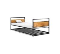 Cadre de lit extensible sans matelas Noir Métal 90x200 cm