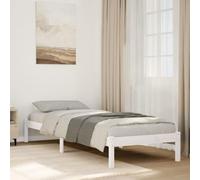 Cadre de lit Extra Long 90x220 cm Bois Massif pin sans Matelas, Structure Robuste avec Lattes de Soutien, Design Blanc Moderne pour Chambre Adulte