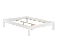 Cadre de lit futon pin massif blanc 140x200 design moderne sans tête de lit sans sommier 60.35-14WoR