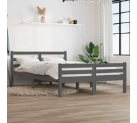 Cadre de Lit Gris 140x200 cm Bois Massif Adulte Double Chambre Sommier vidaXL