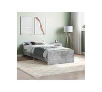 vidaXL Cadre de Lit, Lit Simple avec Sommier à Lattes, Lit Adulte, Meuble de Chambre à Coucher, Moderne, Gris Béton 100x200 cm Bois d'Ingénierie